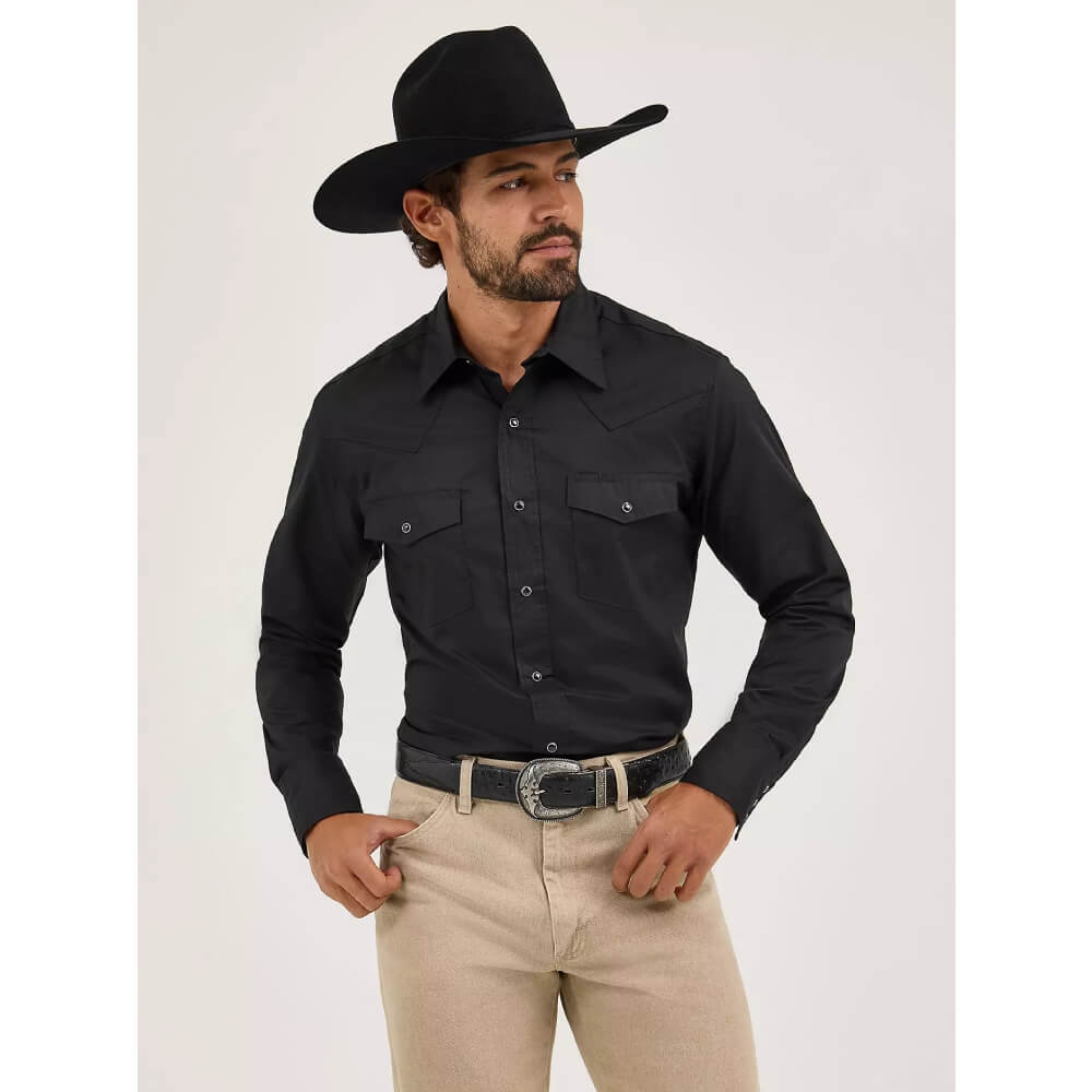Wrangler Mens Long Sleeve Snap Shirt - 71105BK