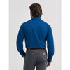 Wrangler Mens Long Sleeve Solid Broadcloth Western Snap Shirt Blue - 112382004
