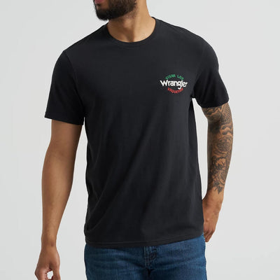Wrangler Mens Mexico Horse Rider Graphic T-Shirt Viva Black - 112368738
