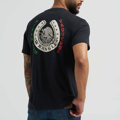 Wrangler Mens Mexico Horse Rider Graphic T-Shirt Viva Black - 112368738