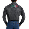 Wrangler Mens Mexico Logo Plaid Snap Shirt Black - 112369436