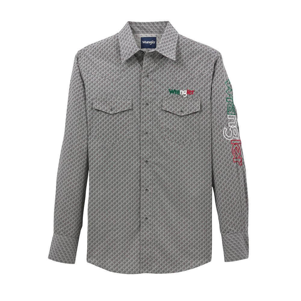Wrangler Mens Mexico Logo Snap Shirt Grey - 112367728