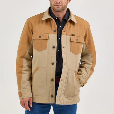Wrangler Mens Mixed Canvas Chore Jacket Coat Chipmunk (beige) - 112367621