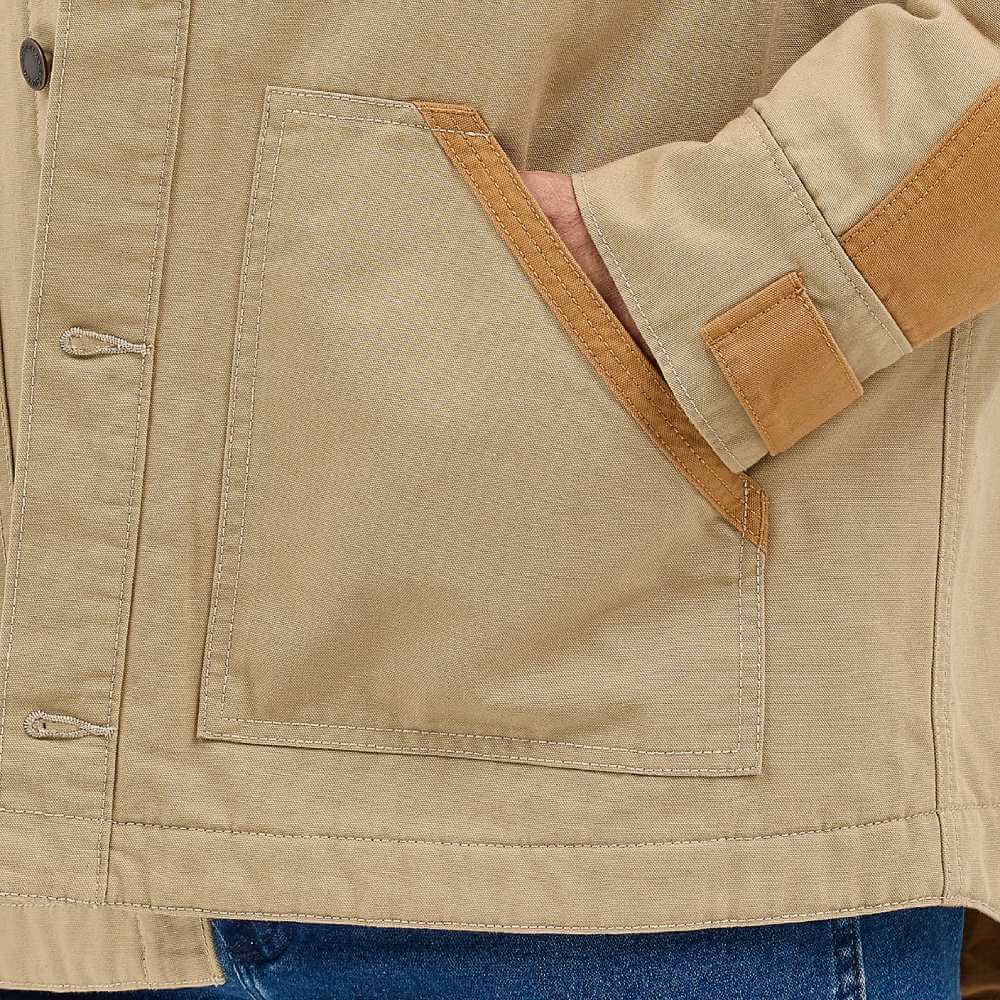 Wrangler Mens Mixed Canvas Chore Jacket Coat Chipmunk (beige) - 112367621