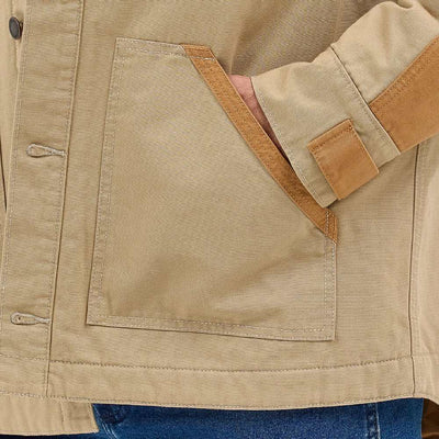 Wrangler Mens Mixed Canvas Chore Jacket Coat Chipmunk (beige) - 112367621