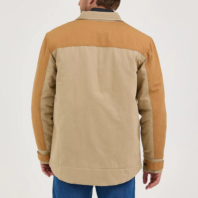 Wrangler Mens Mixed Canvas Chore Jacket Coat Chipmunk (beige) - 112367621