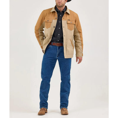 Wrangler Mens Mixed Canvas Chore Jacket Coat Chipmunk (beige) - 112367621