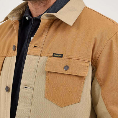 Wrangler Mens Mixed Canvas Chore Jacket Coat Chipmunk (beige) - 112367621