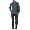 Wrangler Mens Premium Long Sleeve Snap Shirt Black Multi - 112368224