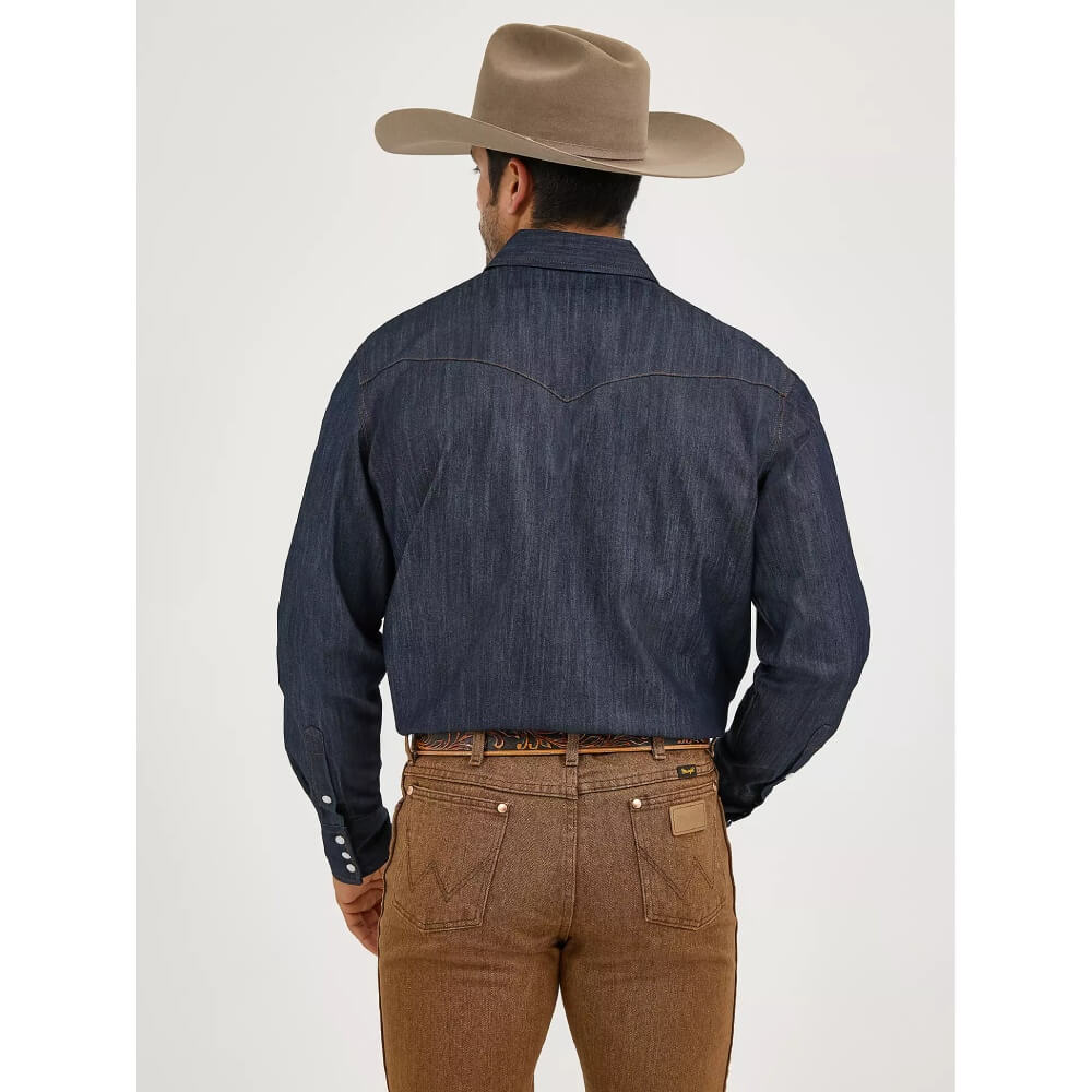 Wrangler Herenwerkshirt met Cowboy Cut, stevige afwerking, lange mouwen, western drukknopen en effen kleur., Rood, XXL Wrangler Herenwerkshirt met Cowboy Cut, stevige afwerking, lange mouwen, western drukknopen en effen kleur., Rood, XXL