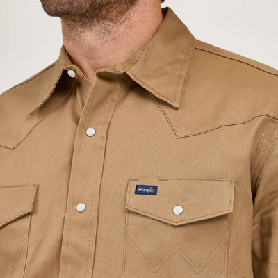 Wrangler Mens Rawhide Cowboy Cut® Firm Finish Twill Western Work Shirt