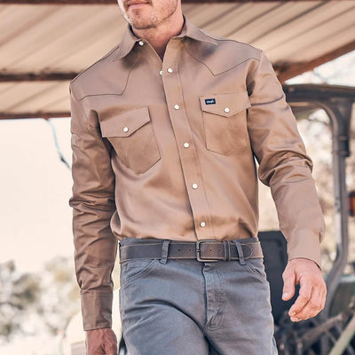 Wrangler Mens Rawhide Cowboy Cut® Firm Finish Twill Western Work Shirt