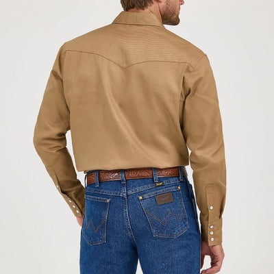 Wrangler Mens Rawhide Cowboy Cut® Firm Finish Twill Western Work Shirt Rawhide (beige) - MS71519
