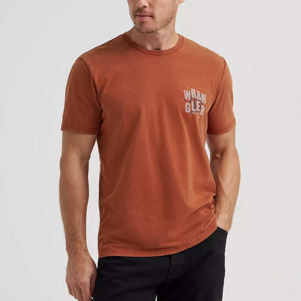 Wrangler Mens Ready For The Ride T-Shirt Brandy Brown - 112372849