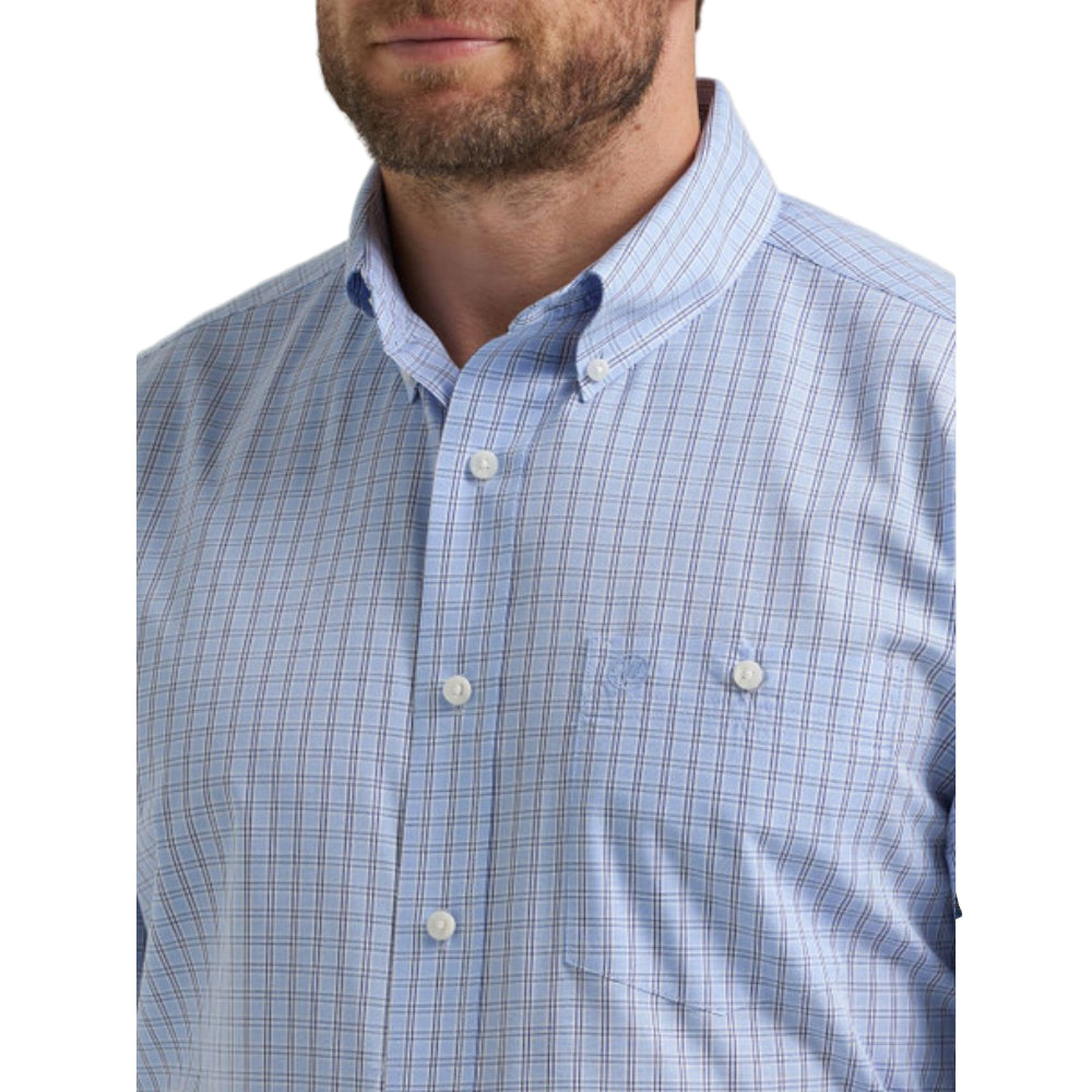 Wrangler Mens Relaxed Fit Plaid Shirt Slate Blue - 112369441