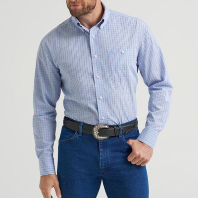 Wrangler Mens Relaxed Fit Plaid Shirt Slate Blue - 112369441