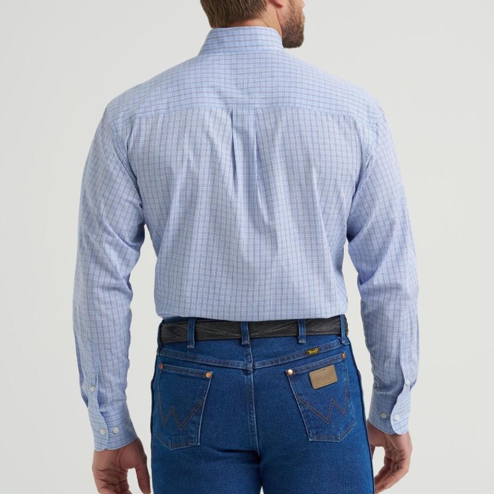 Wrangler Mens Relaxed Fit Plaid Shirt Slate Blue - 112369441