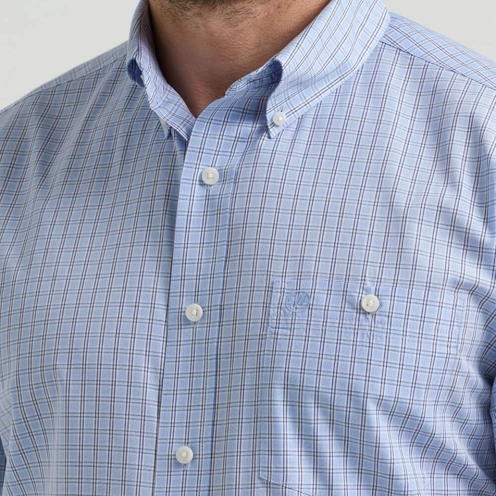 Wrangler Mens Relaxed Fit Plaid Shirt Slate Blue - 112369441