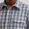 Wrangler Mens Resist Western Snap Plaid Shirt Frontier Stone/Grey - 112385339