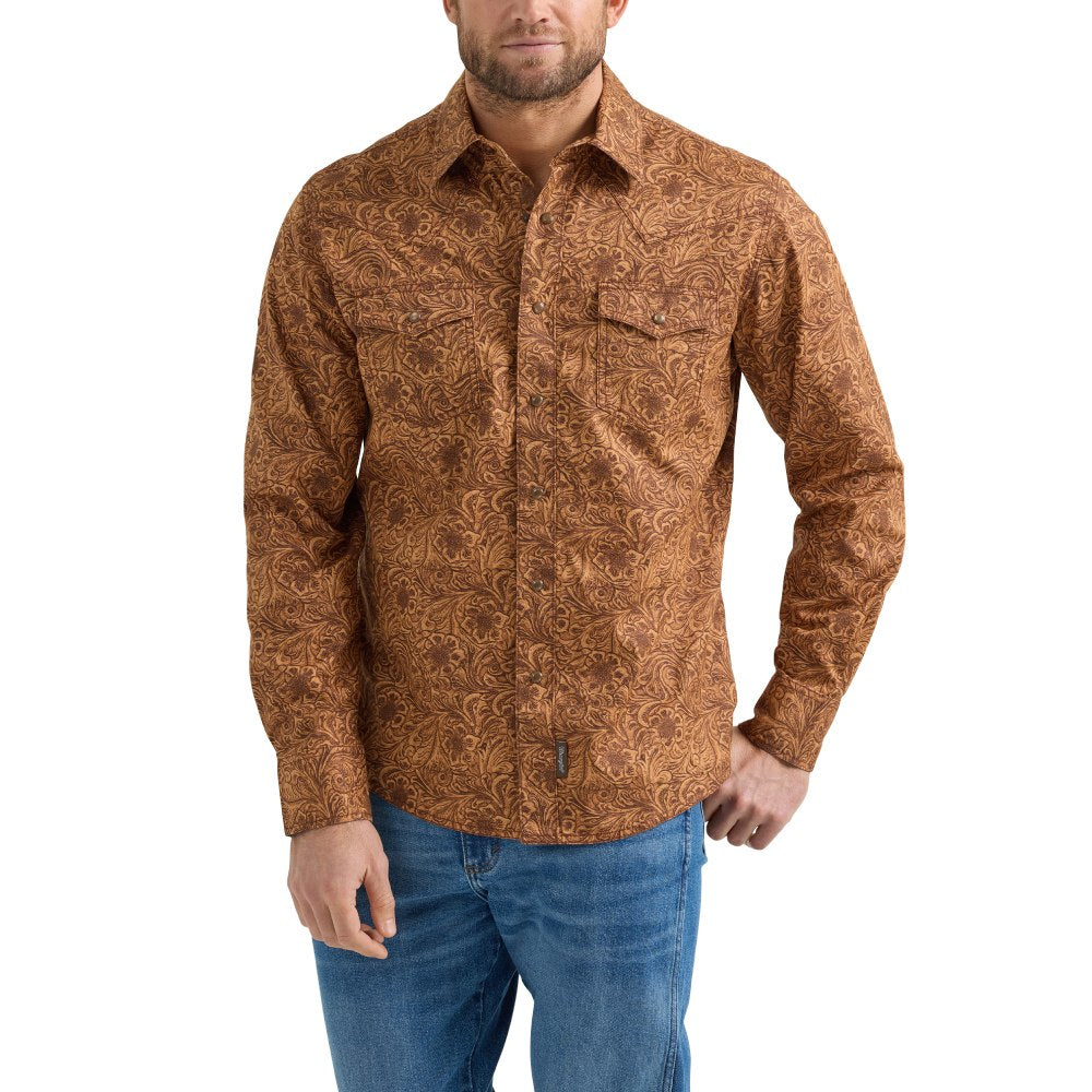 Wrangler Mens Retro Brown Shirt