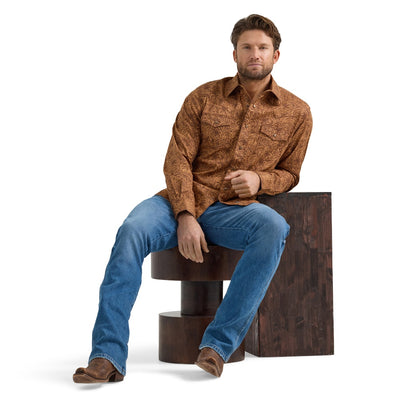 Wrangler Mens Retro Brown Shirt