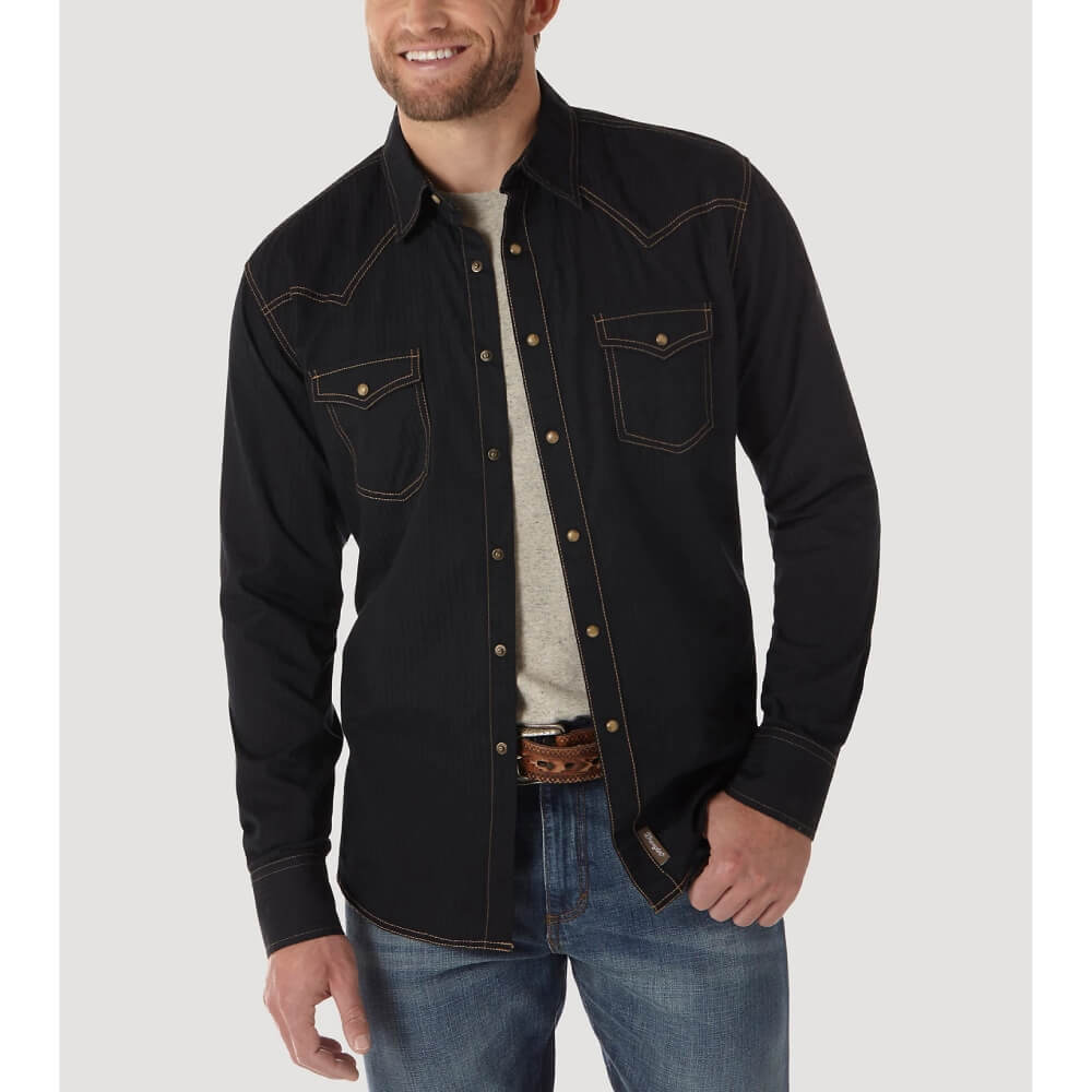Wrangler Mens Retro Dobby Long Sleeve Shirt - 10MVR532X
