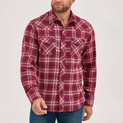 Wrangler Mens Retro® Flannel Western Shirt Holly Berry (red) - 112370178