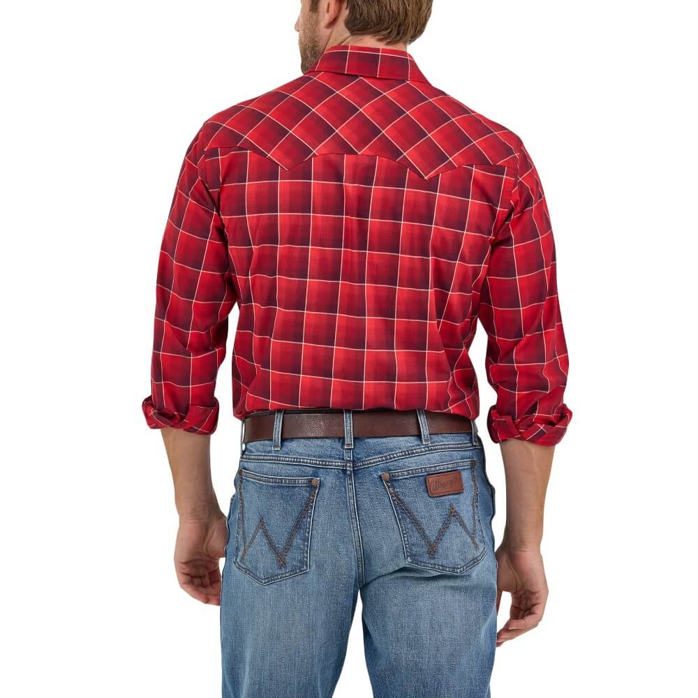 Wrangler Mens Retro Long Sleeve Shirt Red - 112368057
