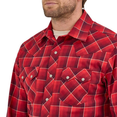 Wrangler Mens Retro Long Sleeve Shirt Red - 112368057