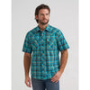 Wrangler Mens Retro Pocket Western Snap Shirt Lagoon - 112381880