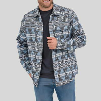 Wrangler Mens Retro® Premium Jacquard Snap Shirt Jacket Baby Blue - 112368216