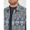 Wrangler Mens Retro® Premium Jacquard Snap Shirt Jacket Baby Blue - 112368216