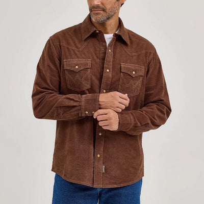 Wrangler Mens Retro Premium Western Corduroy Shirt