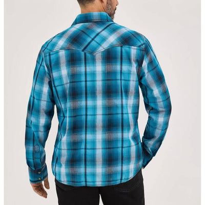 Wrangler Mens Retro Premium Western Plaid Shirt Deep River - 112370175