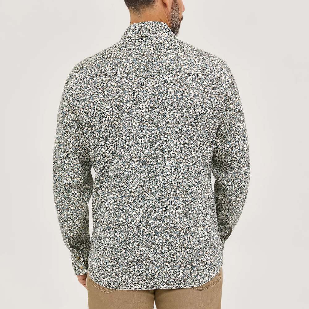 Wrangler Mens Retro® Premium Western Printed Shirt Floral Green - 112369615