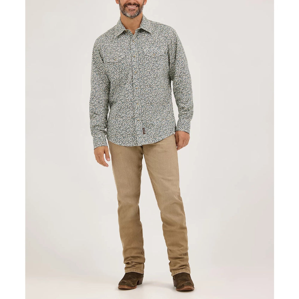 Wrangler Mens Retro® Premium Western Printed Shirt Floral Green - 112369615