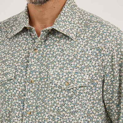 Wrangler Mens Retro® Premium Western Printed Shirt Floral Green - 112369615