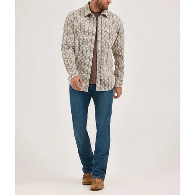 Wrangler Mens Retro® Premium Western Shirt Ecru Stripe (off white) - 112369843