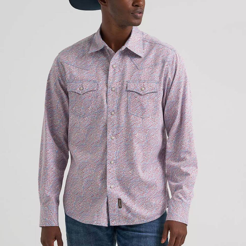 Wrangler Mens Retro® Premium Western Snap Printed Shirt Americana Paisley - 112378796