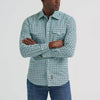 Wrangler Mens Retro® Premium Western Snap Printed Shirt Turquoise Diamond - 112378803