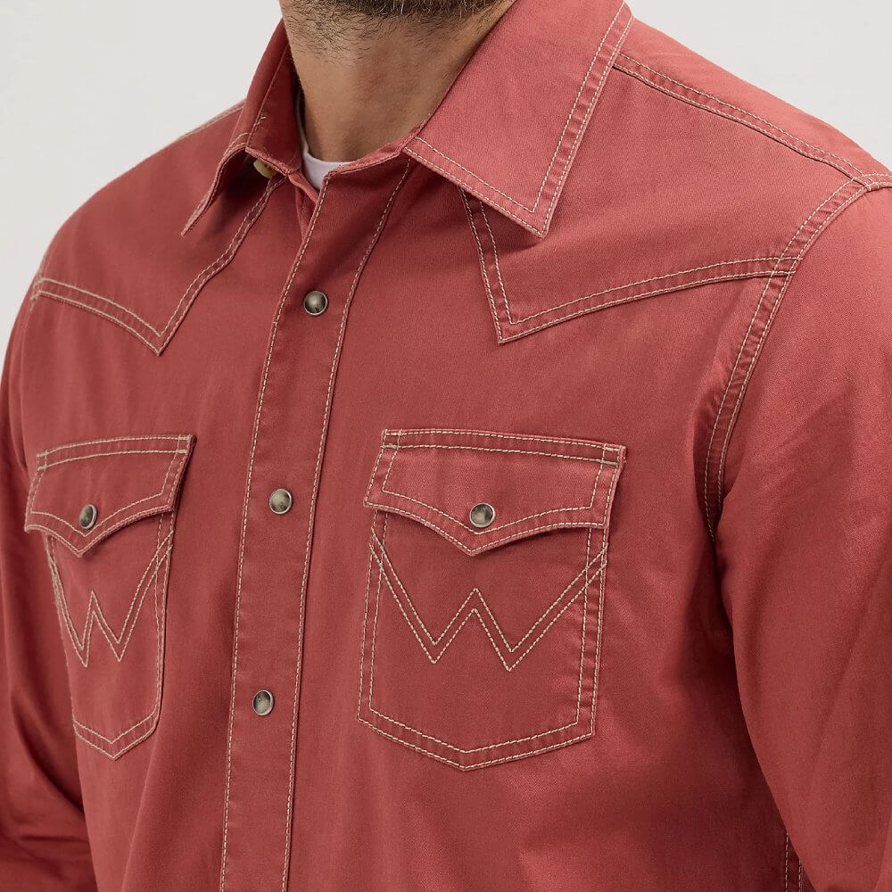 Wrangler Mens Retro Premium Western Solid Shirt