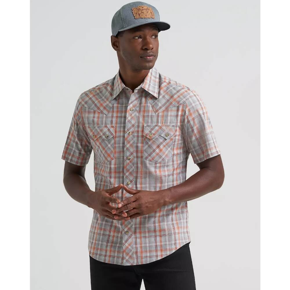Wrangler Mens Retro® Sawtooth Pocket Western Shirt Gray Lights - 112378935