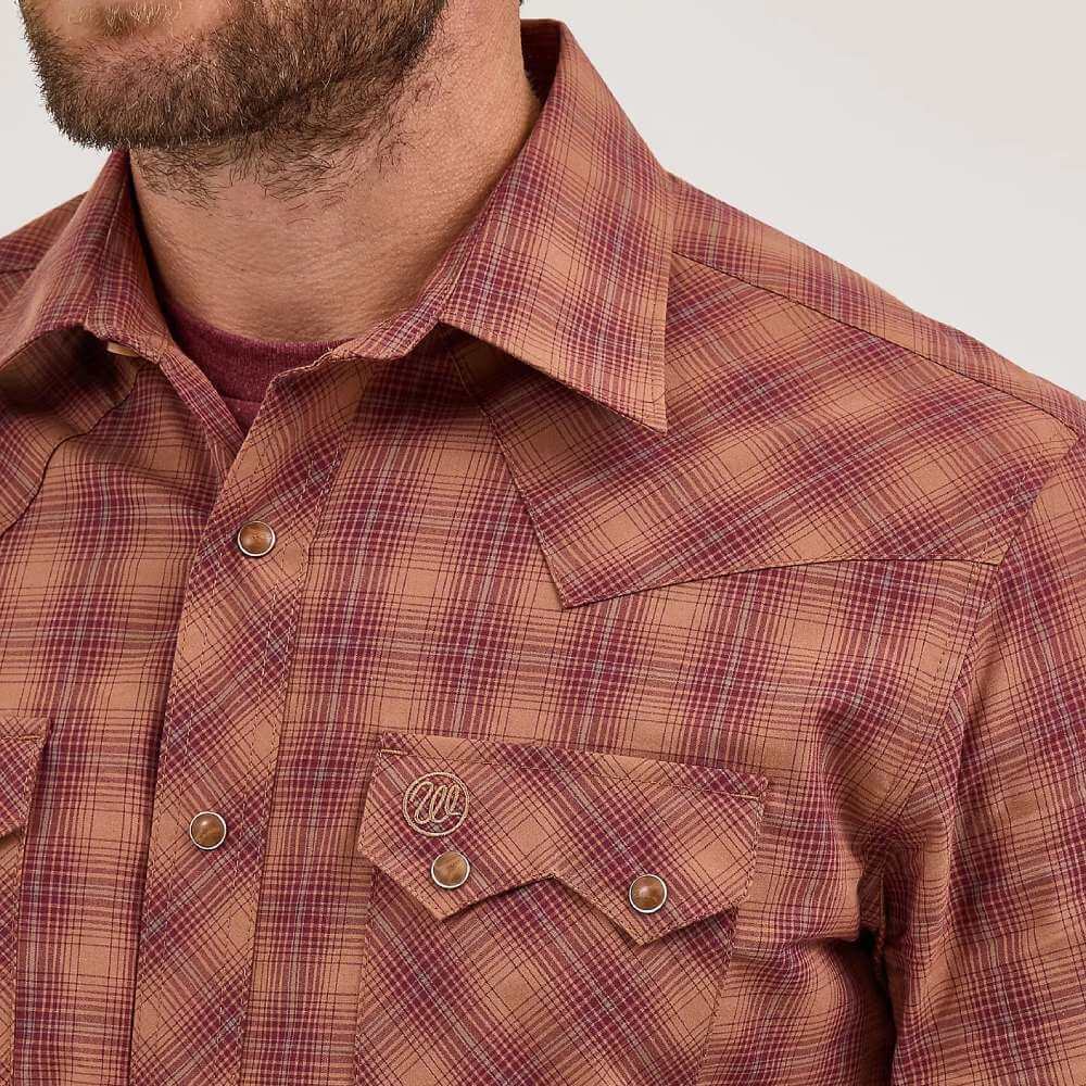 Wrangler Mens Retro® Sawtooth Pocket Western Shirt Harvest Plaid (orange) - 112369550