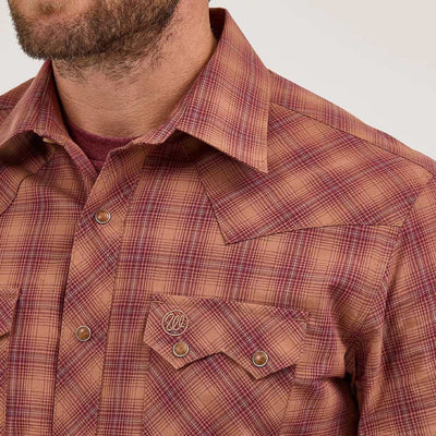 Wrangler Mens Retro® Sawtooth Pocket Western Shirt Harvest Plaid (orange) - 112369550