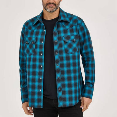 Wrangler Mens Retro® Sawtooth Western Shirt Coal/Blue - 112369565