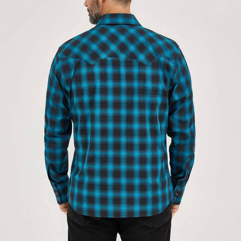 Wrangler Mens Retro® Sawtooth Western Shirt Coal/Blue - 112369565