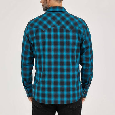 Wrangler Mens Retro® Sawtooth Western Shirt Coal/Blue - 112369565