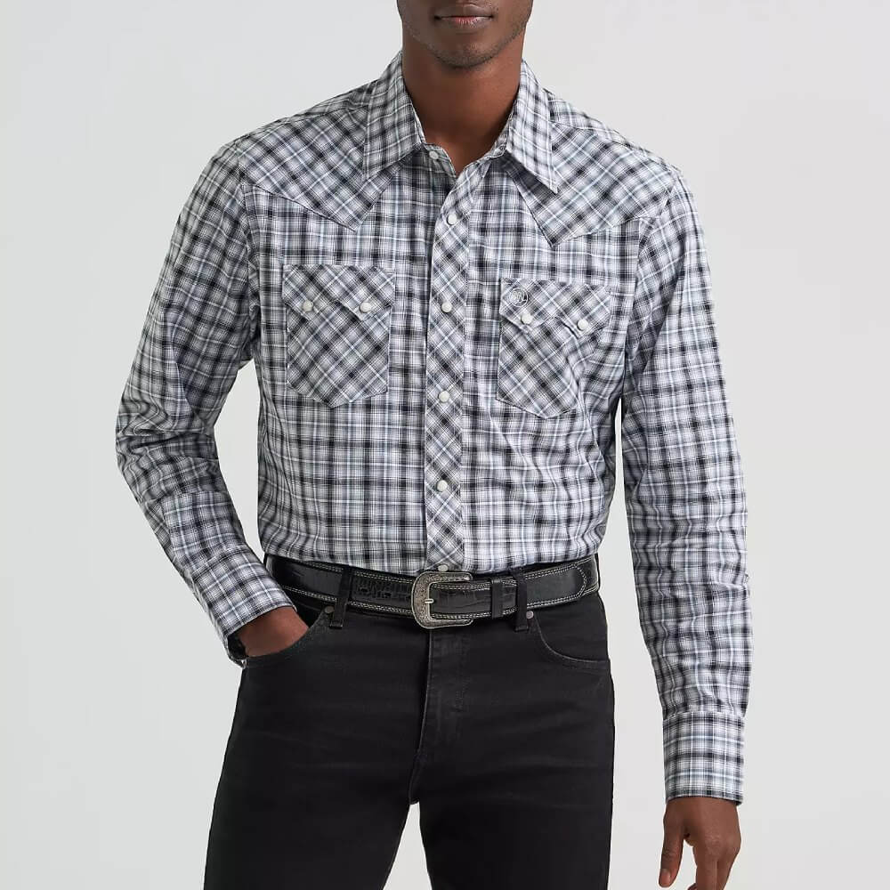 Wrangler Mens Retro Sawtooth Western Shirt Pine Black - 112374743