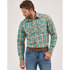 Wrangler Mens Retro® Sawtooth Western Shirt Tan/Aqua - 112369551
