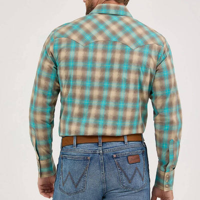 Wrangler Mens Retro® Sawtooth Western Shirt Tan/Aqua - 112369551